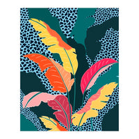 Teal & Tangerine, Botanical Nature Jungle Plants, Maximalism Eclectic Pop Of Color, Tropical Banana Leaves Bohemian Contemporary (Print Only)