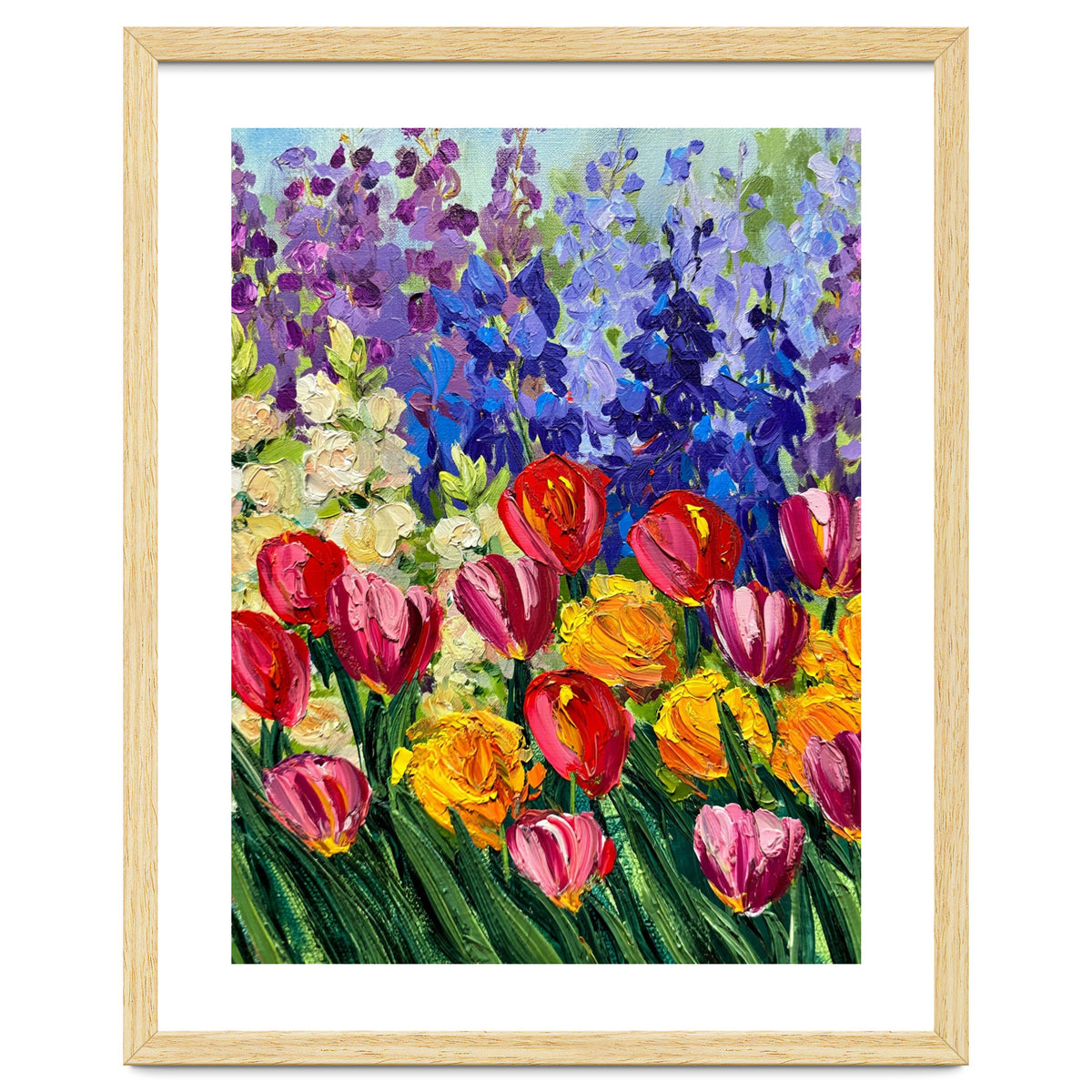 Vibrant Summer Tulip Garden Oil Painting