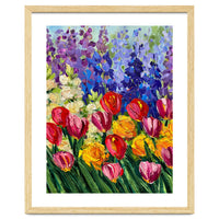 Vibrant Summer Tulip Garden Oil Painting