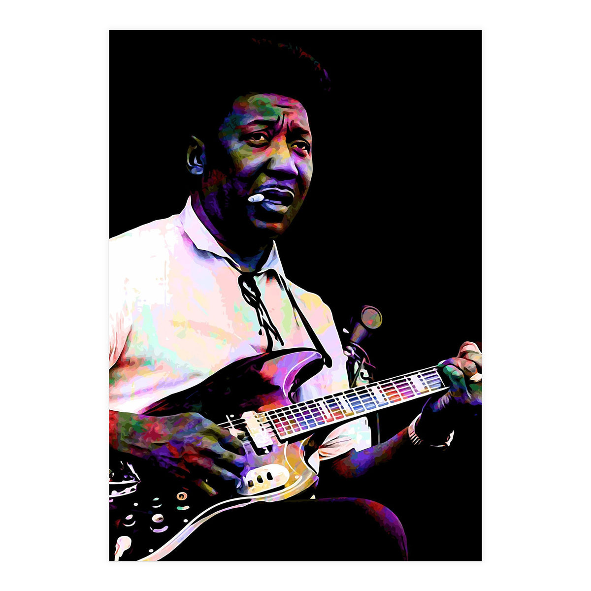 Muddy Waters American Blues Singer Legend Colorful Art (Print Only)