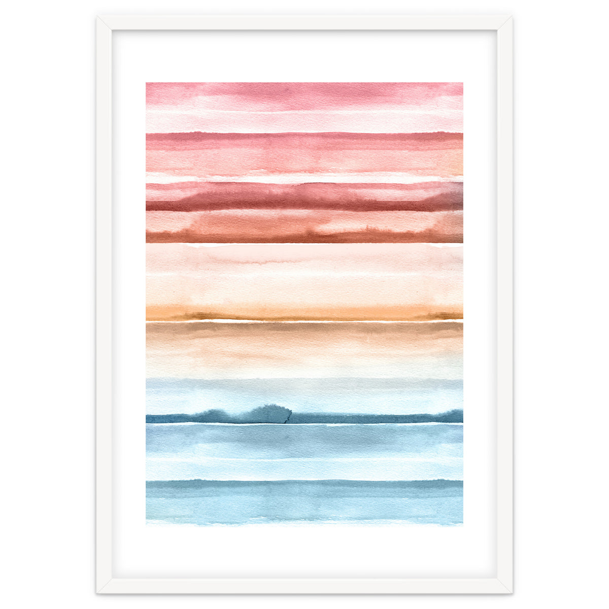 Watercolour Abstract Stripes Red Blue