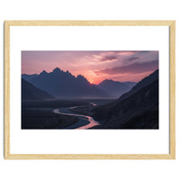 Crimson Sunset Valley: Serene Mountain Vista