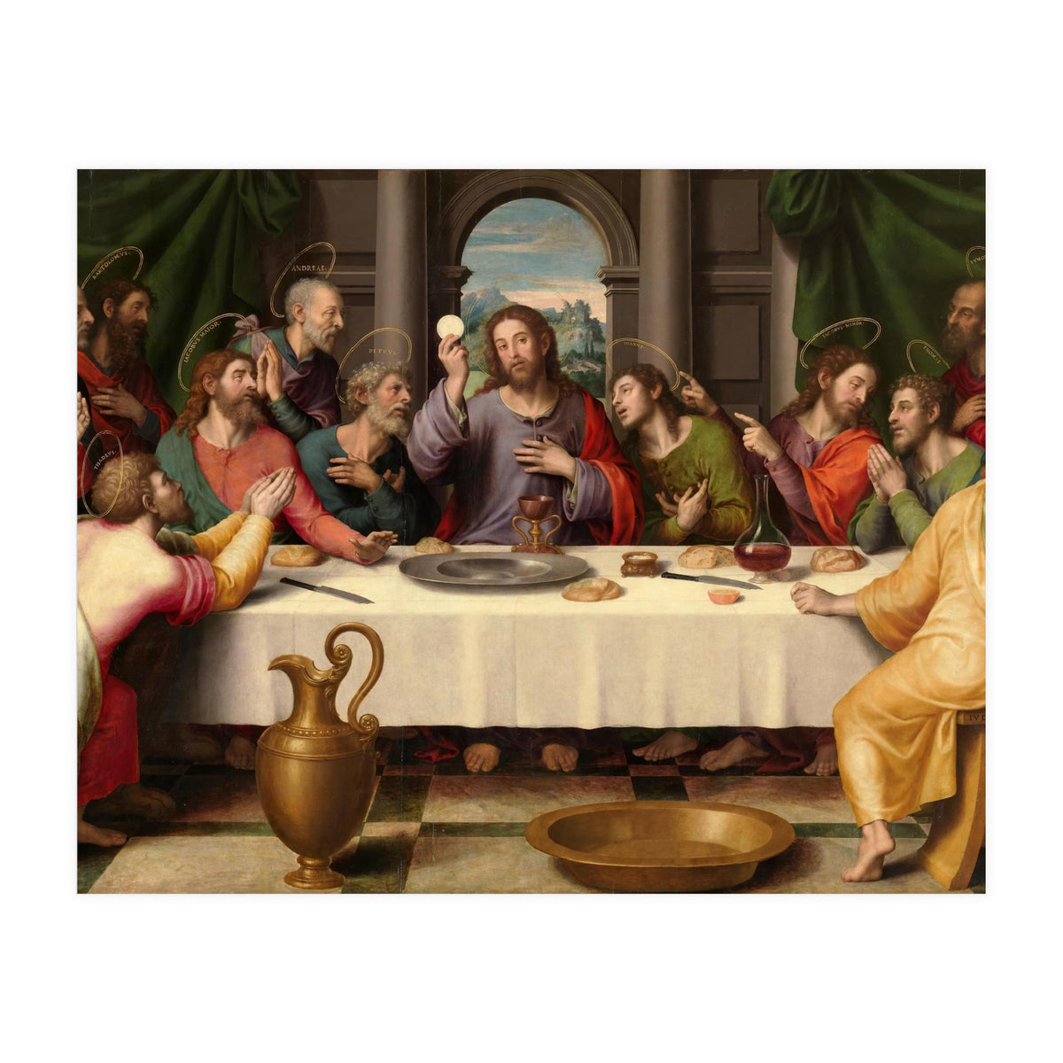 Juan de Juanes / 'The Last Supper', ca. 1562, Spanish School, Oil on panel, 116 cm x 191 cm, P00846. (Print Only)