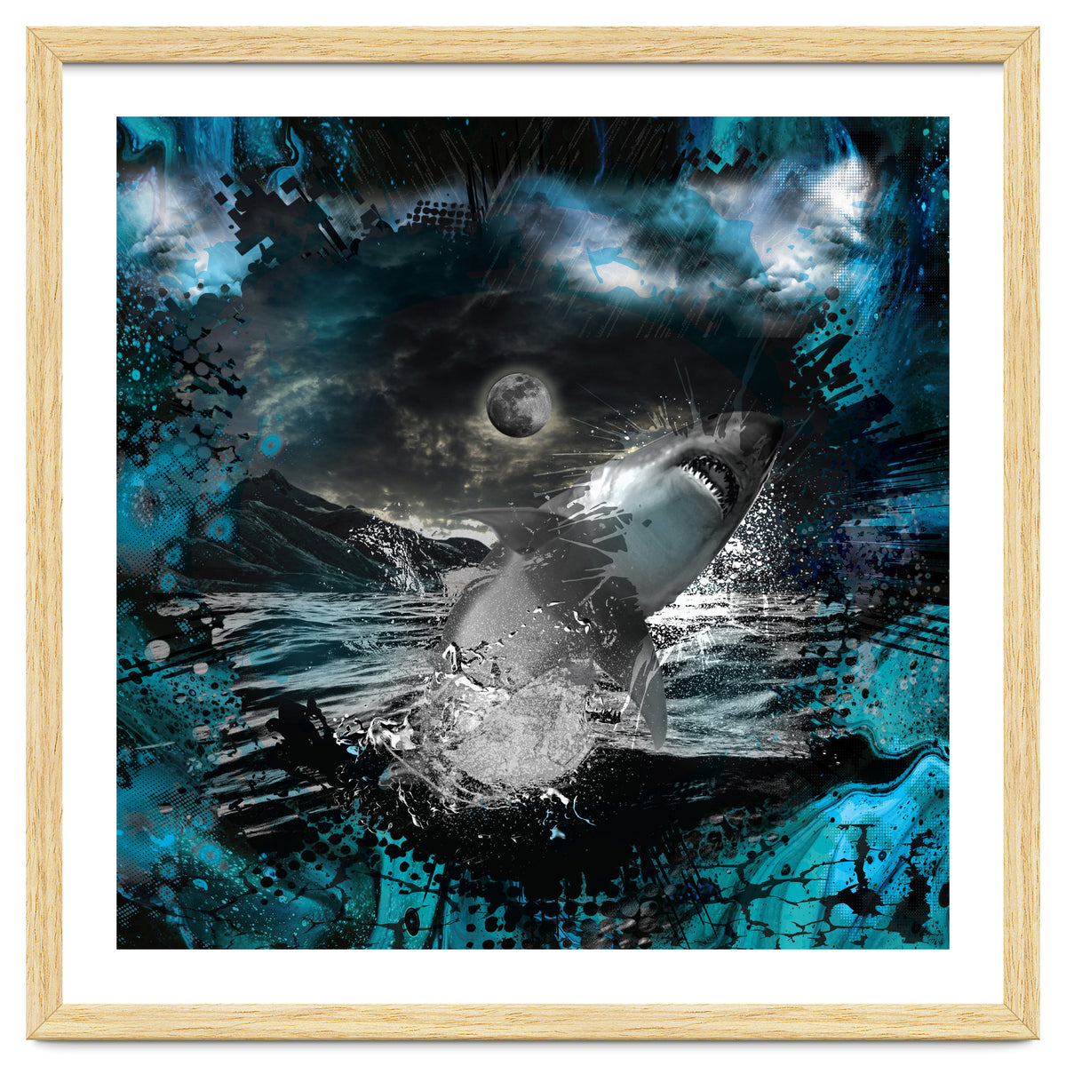 Shark Blue Moon Ocean Splash