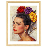 Audrey Hepburn, Impasto Floral Veil Portrait, Classic Hollywood Oil Painting, thumbnail