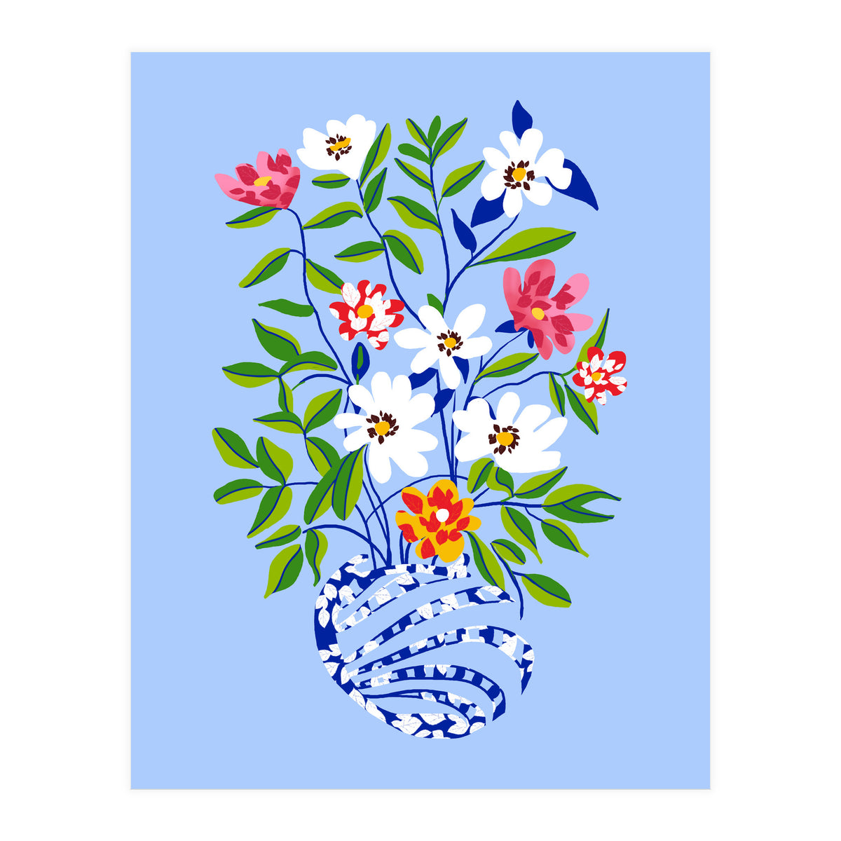 The Floopy Planter, Abstract Flower Pot Illustration, Pop Bohemian Eclectic Botanical, Flower Colorful Blossom (Print Only)