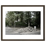 Piled-up rocks under construction on the street thumbnail