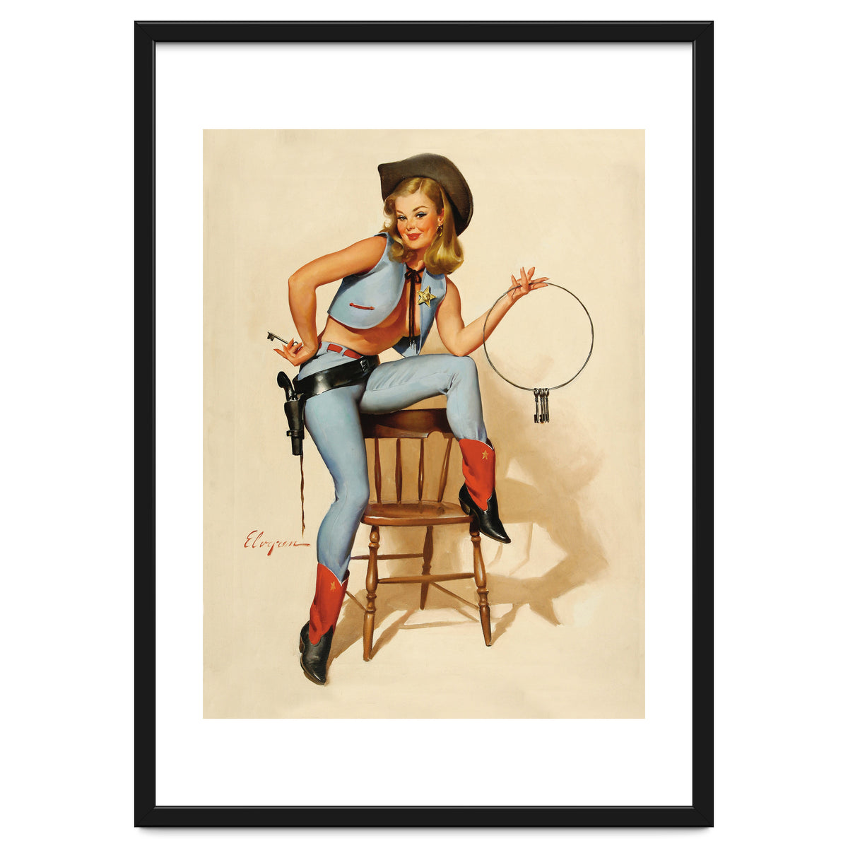 Pinup Cowgirl With A Key