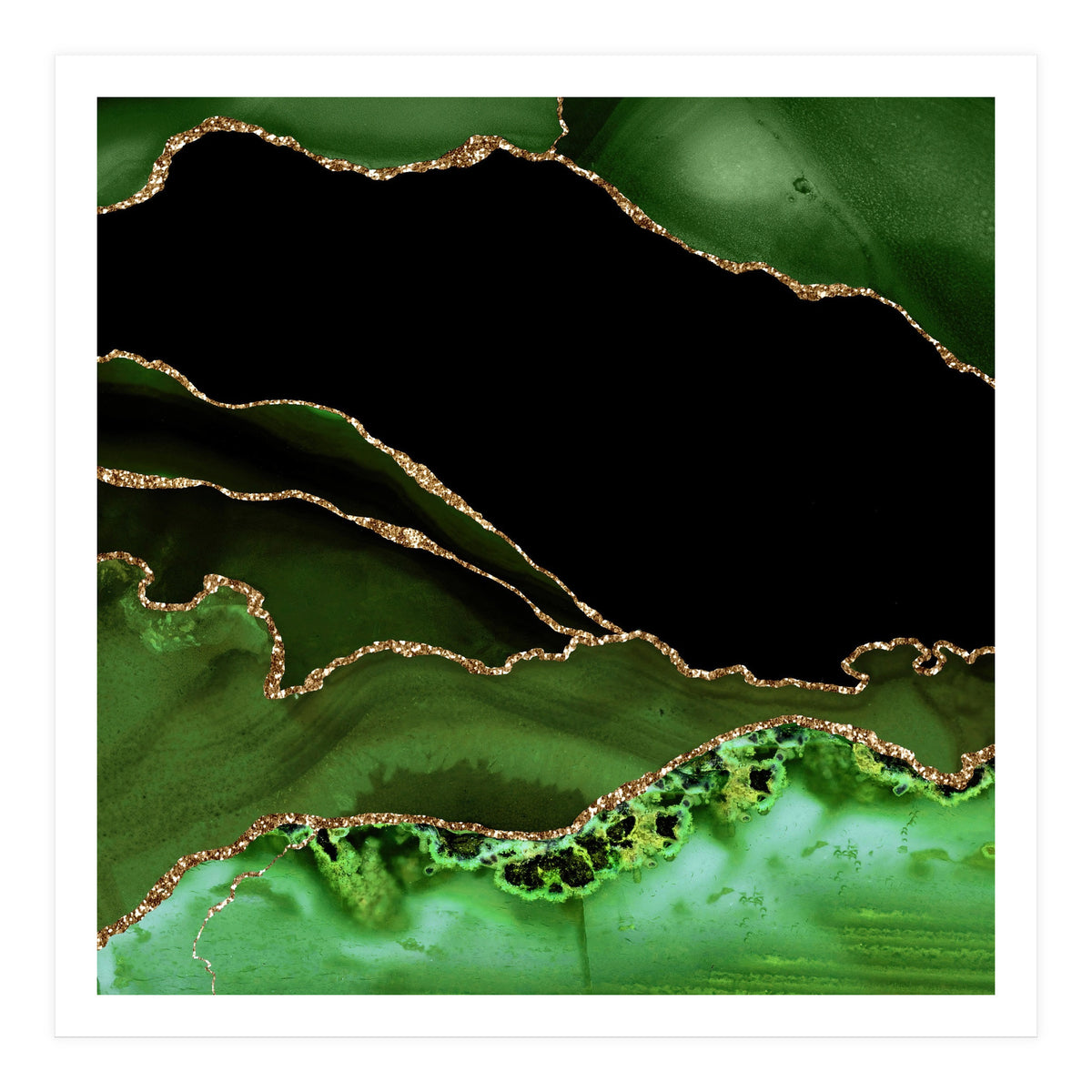 Green & Gold Agate Texture 14 (Print Only)