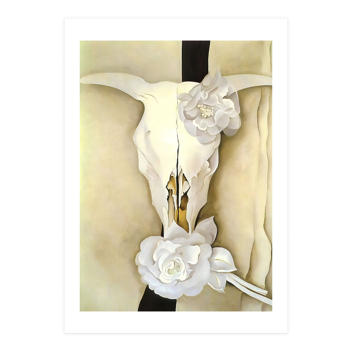 Georgia O’Keeffe – Cow’s Skull with Calico Roses (1931) | Iconic Southwestern Still Life with Desert Symbolism (Print Only)