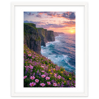 Coastal Sunset Wildflowers: Dramatic Ocean Cliffs and Floral Meadow