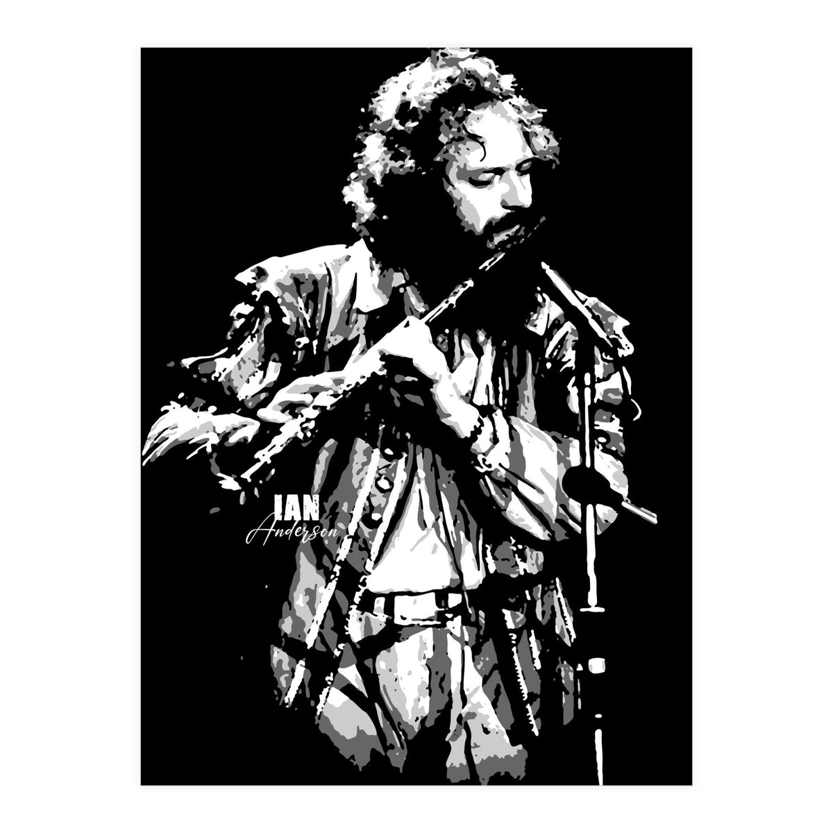 Ian Anderson Rock Music Legend in Grayscale 2 (Print Only)