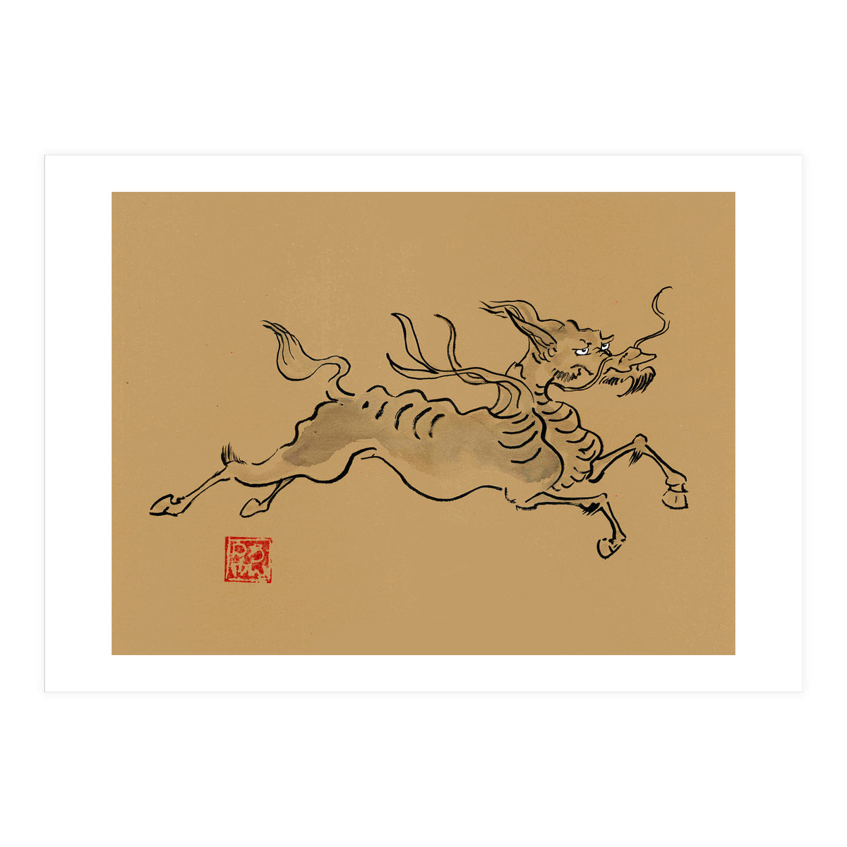 Kirin On Brown Paper (Print Only)