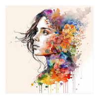 Quiet Muse In Watercolor Blooms (Print Only)