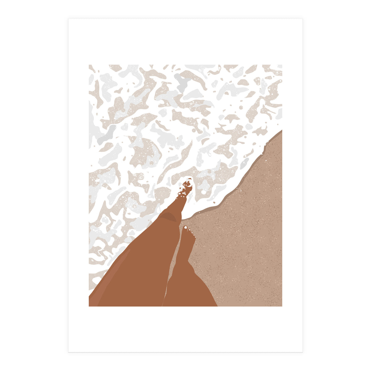 Shorelines, Girl On Ocean Beach, Sea Nature Landscape Travel Summer, Bohemian Black Woman Sand Waves Self Care (Print Only)