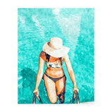 Pool Fashion | Modern Bohemian Woman Swim Watercolor Painting | Contemporary Travel (Print Only) thumbnail