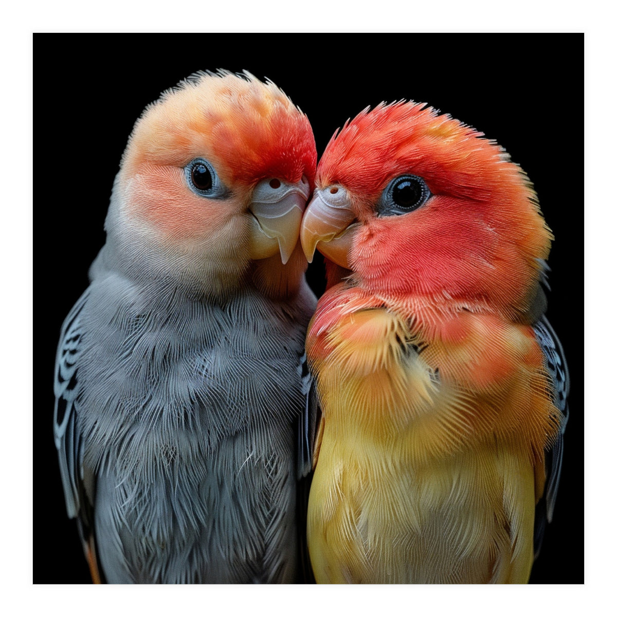 Two Lovebirds Nuzzle Together (Print Only)