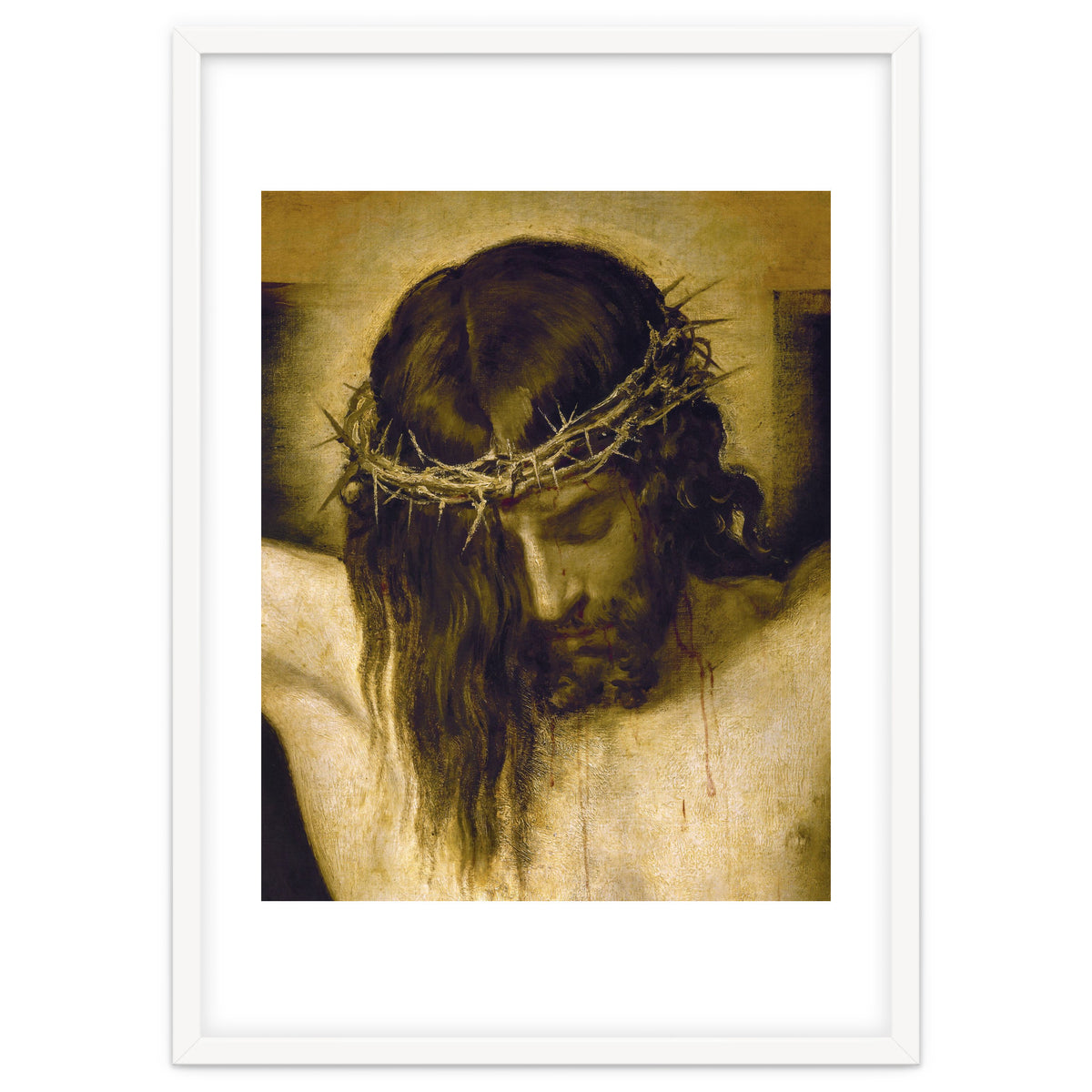 Crucified Christ (detail of the head). Cristo crucificado. Madrid, Prado museum.