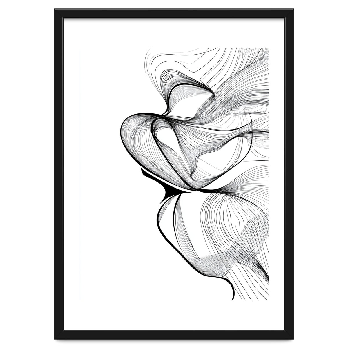 Abstract Black And White Swirls And Lines Flowing Art