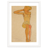 Seated female nude with raised right arm,1910 Gouache,. thumbnail