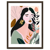 Reinvent, Beautiful Woman Girl Pastel Line Art, Minimal Botanical Nature Portrait, Modern Bohemian Drawing Nomadic Summer Self Love thumbnail