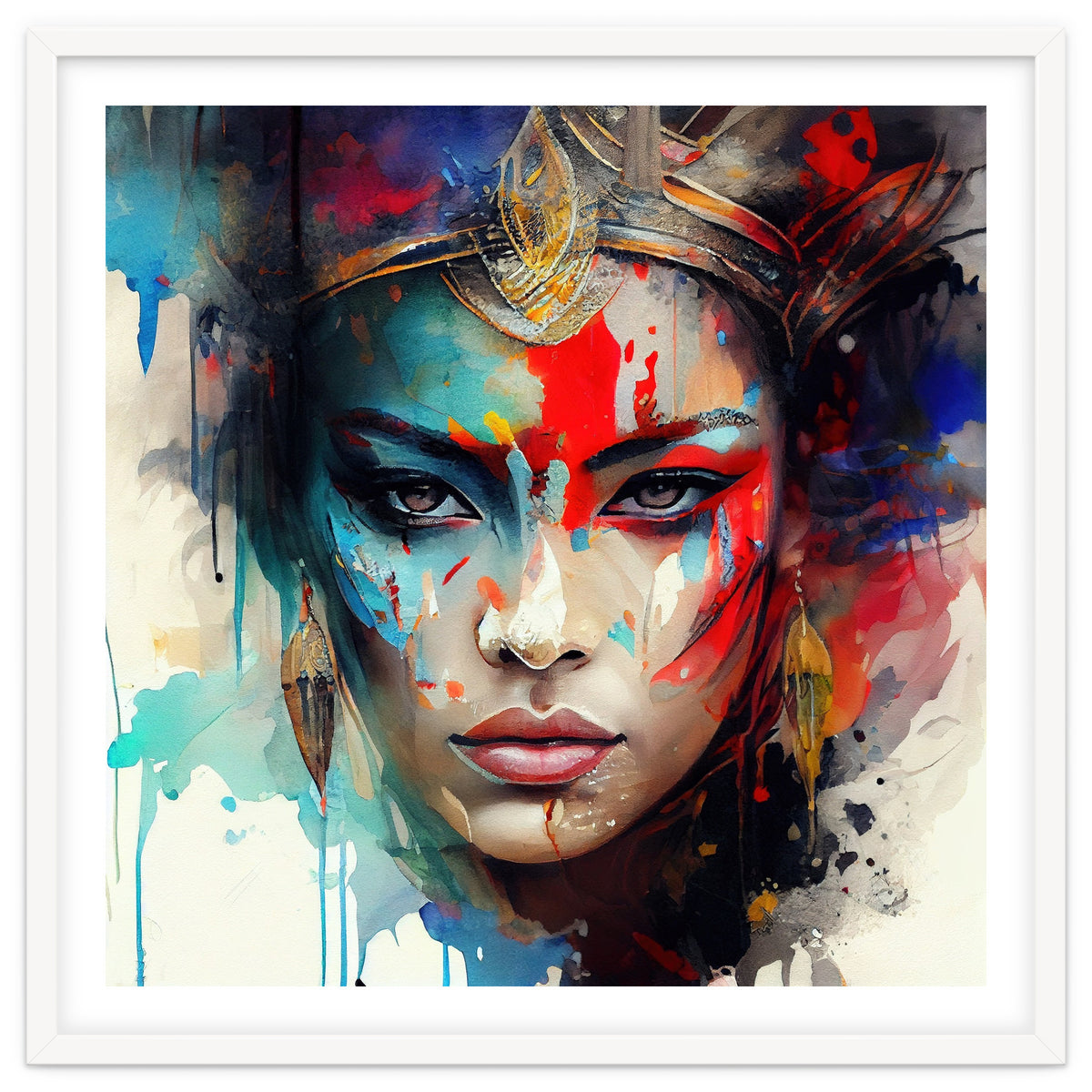 Crowned Mask Asian Warrior Portrait