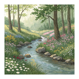 Vibrant Forest Stream Watercolor Painting (Print Only) thumbnail