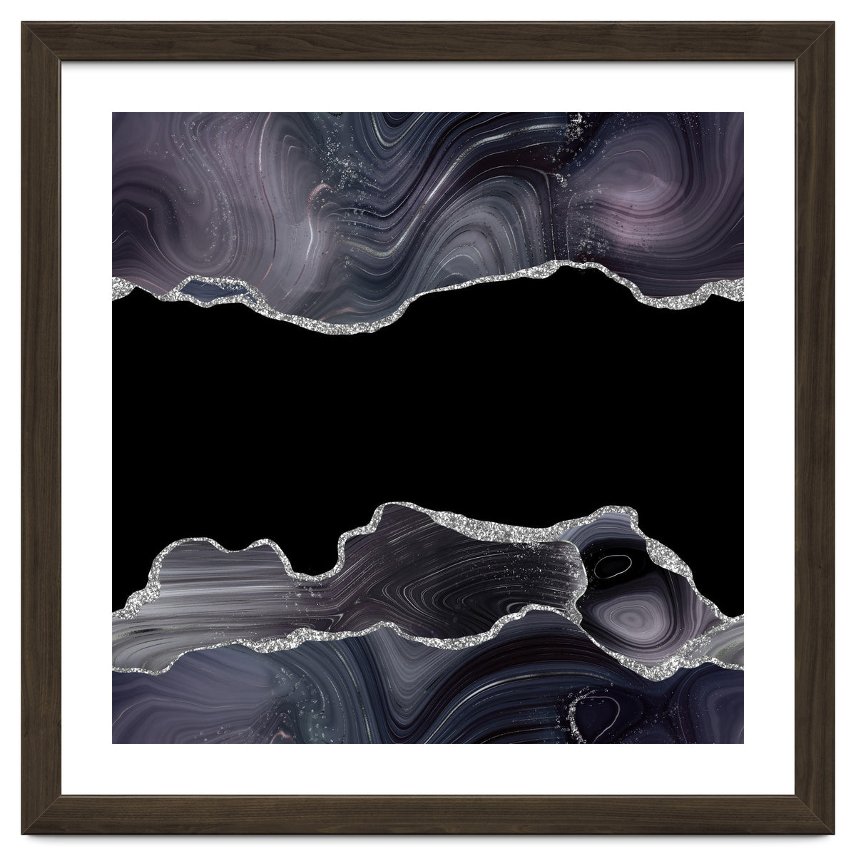 Black & Silver Glitter Agate Texture 03