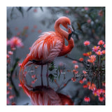 Elegant Flamingo Standing In Water Reflection (Print Only) thumbnail