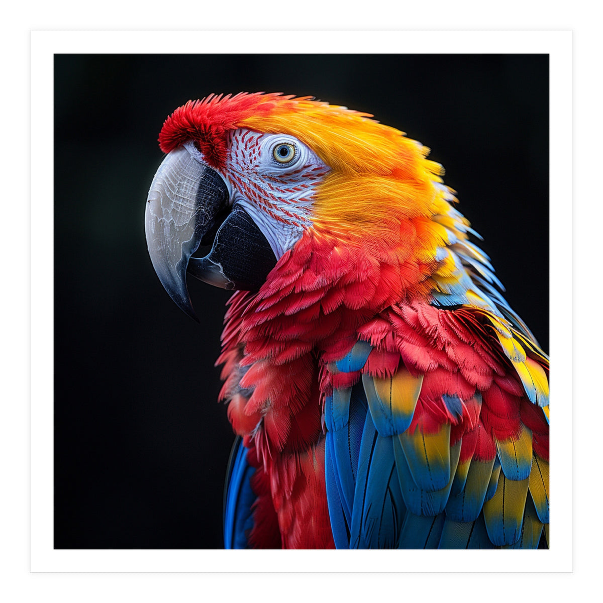Scarlet Macaw Parrot Vibrant Plumage Close Up (Print Only)