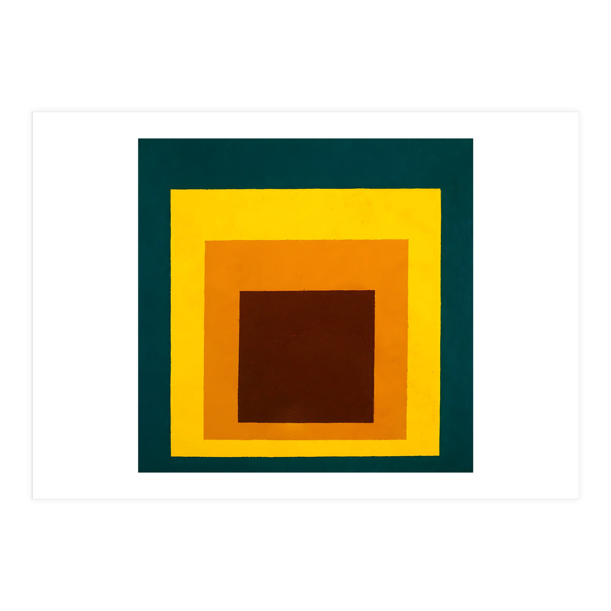 JOSEF ALBERS - HOMAGE TO THE SQUARE DARK GREEN YELLOW ORANGE BROWN  (Print Only)