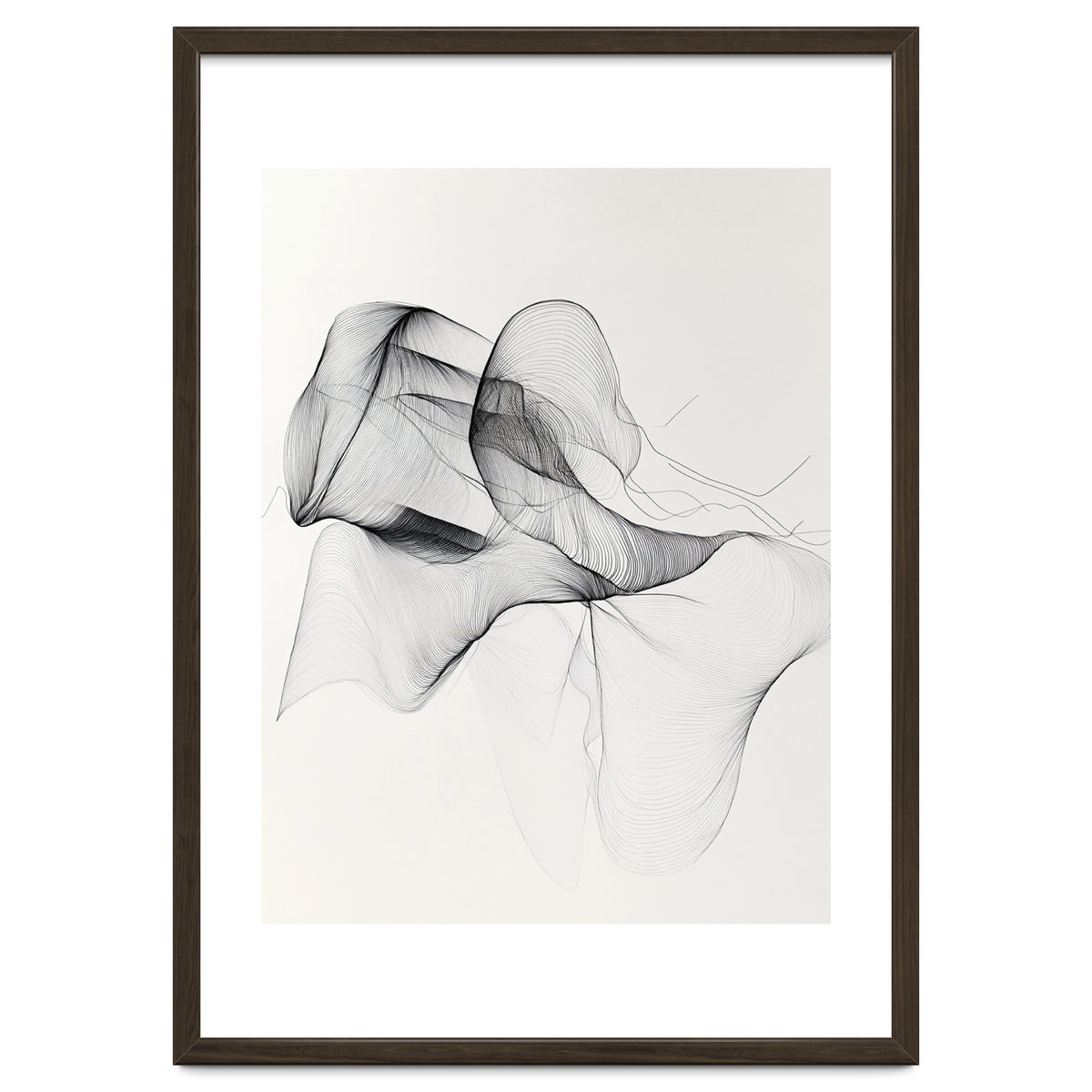 Abstract Black And White Flowing Lines Art