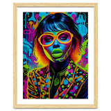 Girl In Glasses Neon Graffiti Art thumbnail
