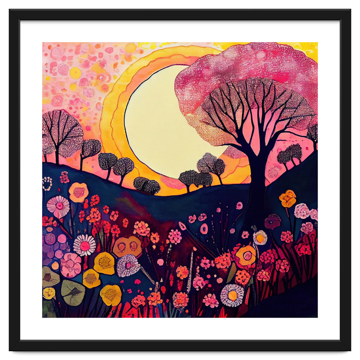 Folk Sunset Over Floral Hills