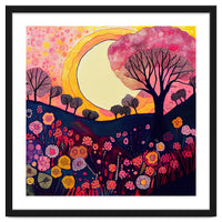 Folk Sunset Over Floral Hills