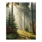 The Golden Path: Ethereal Sunbeams Piercing Through a Misty Evergreen Forest at Dawn (Print Only) thumbnail
