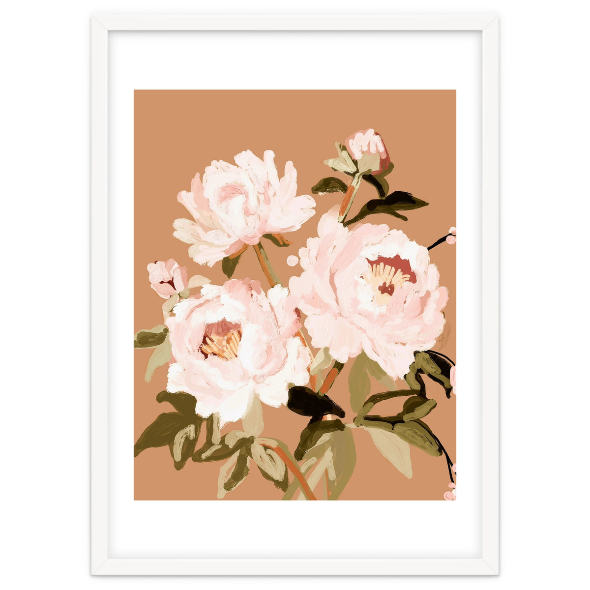 Blush Peony Painting, Floral Wall Art, Neutral Flower Print, Peony Art