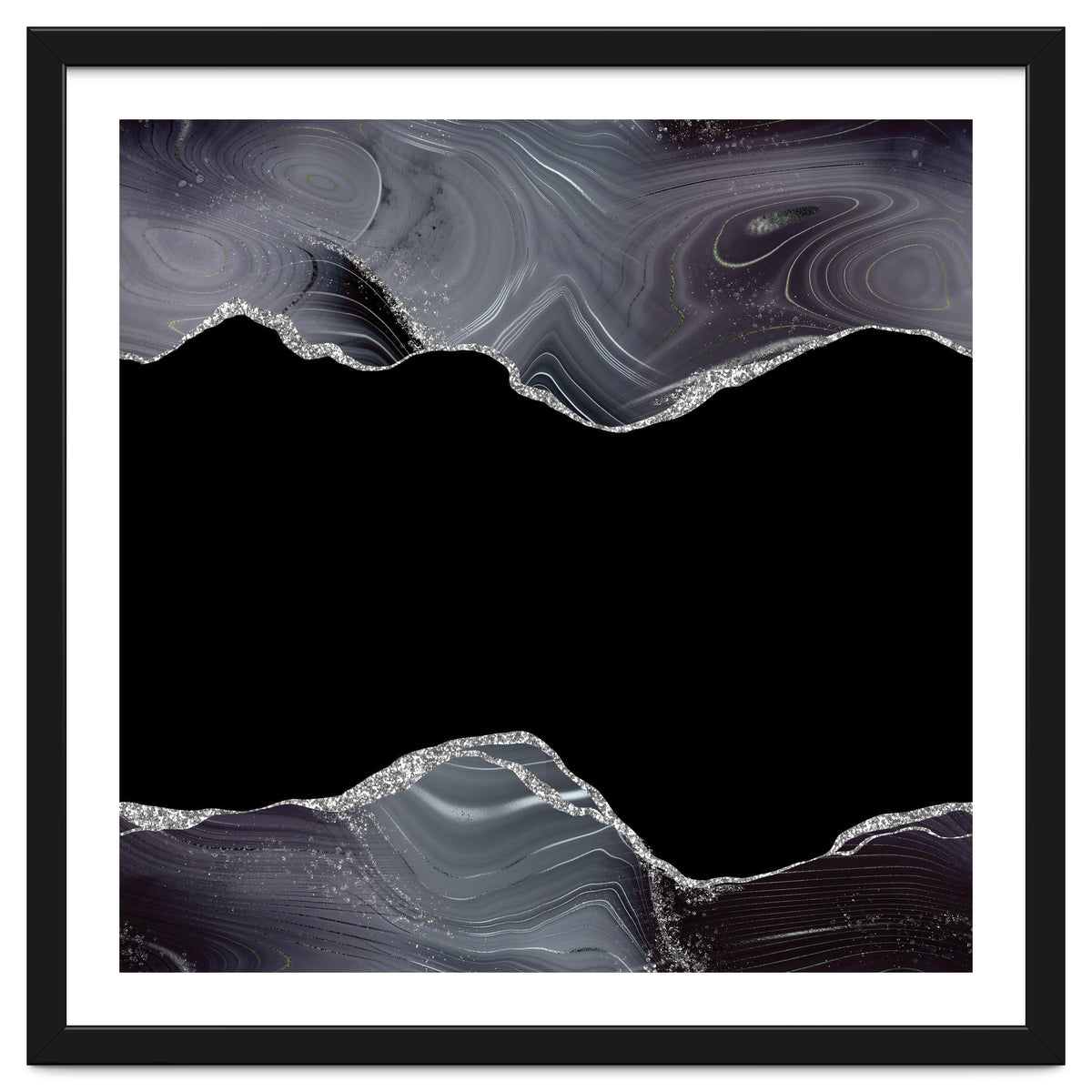Black & Silver Glitter Agate Texture 04