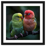 Two Lovebirds Sitting Together On A Branch thumbnail