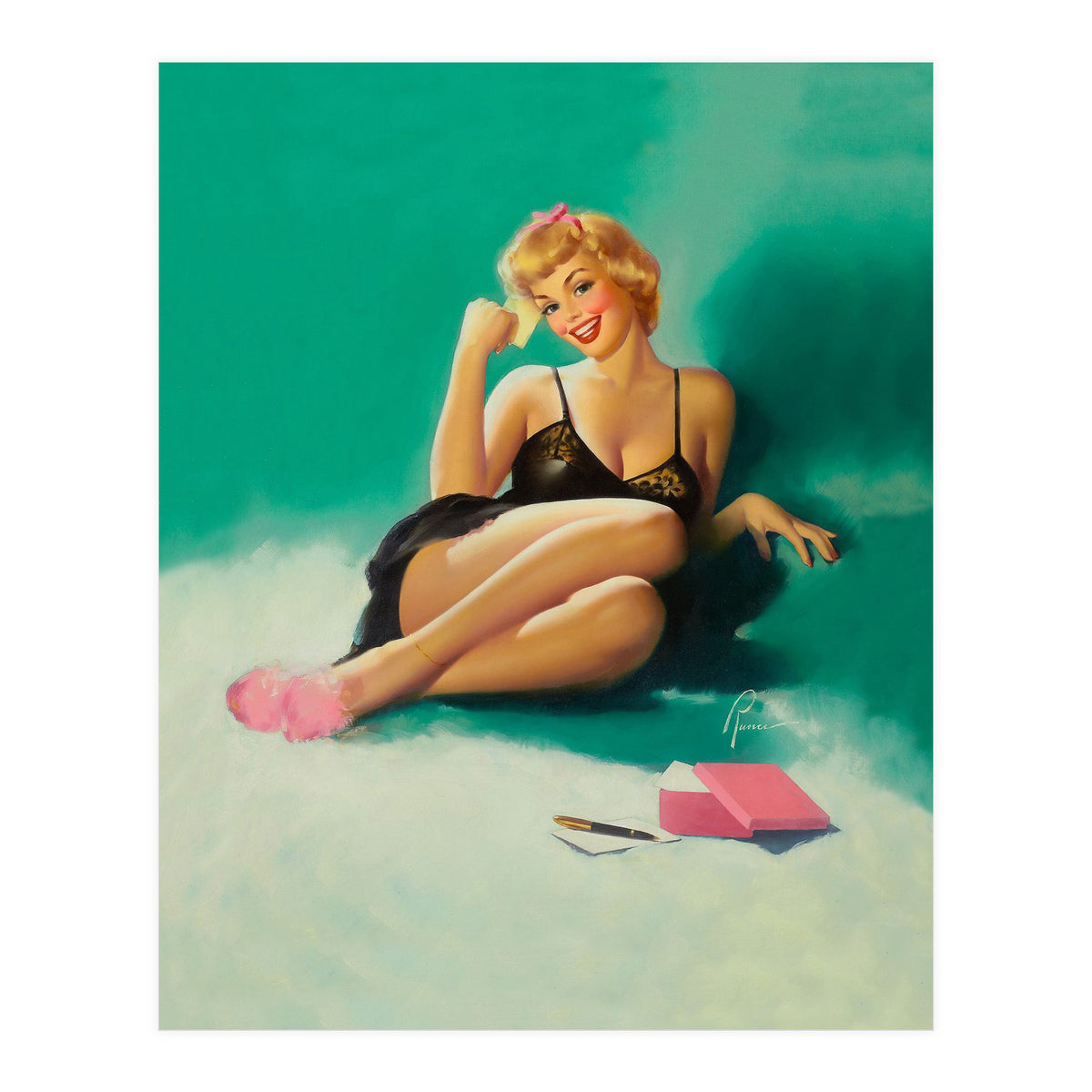 Sexy Pinup Girl With Phone Number For You (Print Only)