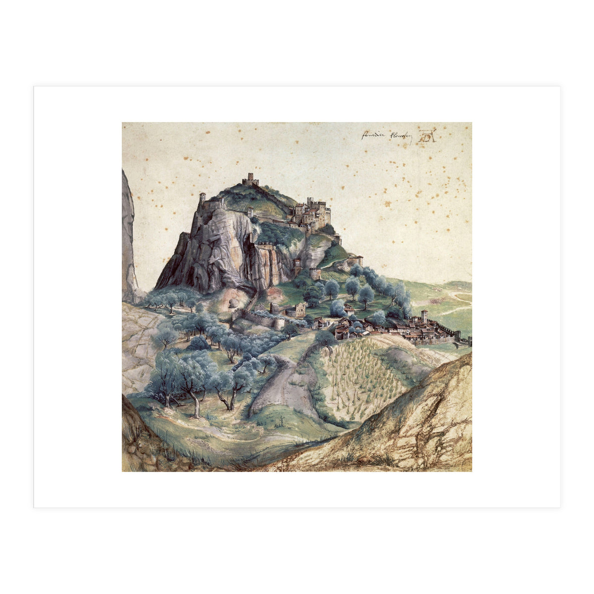 'Castle and Town of Arco', 1495, Watercolour on paper, 22,3 x 22,3 cm. (Print Only)