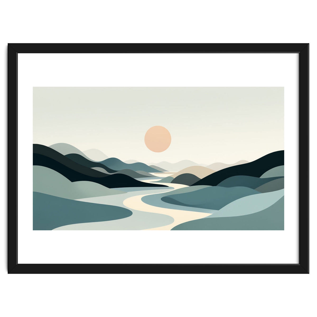 Serene Horizon: Minimalist Organic Landscape