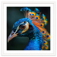 Peacock Bird Portrait Detailed Feathers Vibrant Colors