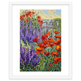Vibrant Summer Poppy and Lavender Garden Oil Painting thumbnail