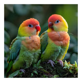 Lovebirds Perched Together On Mossy Branch (Print Only) thumbnail