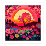 Folk Sunset Blossoming Tree (Print Only) thumbnail