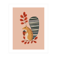 Squirrel In A Pink Autumn (Print Only)