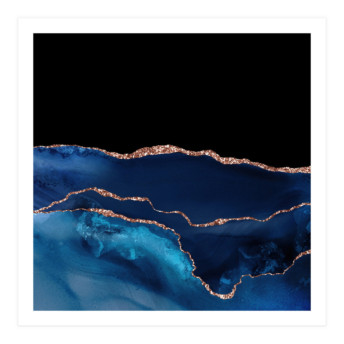 Navy & Rose Gold Agate Texture 07 (Print Only)