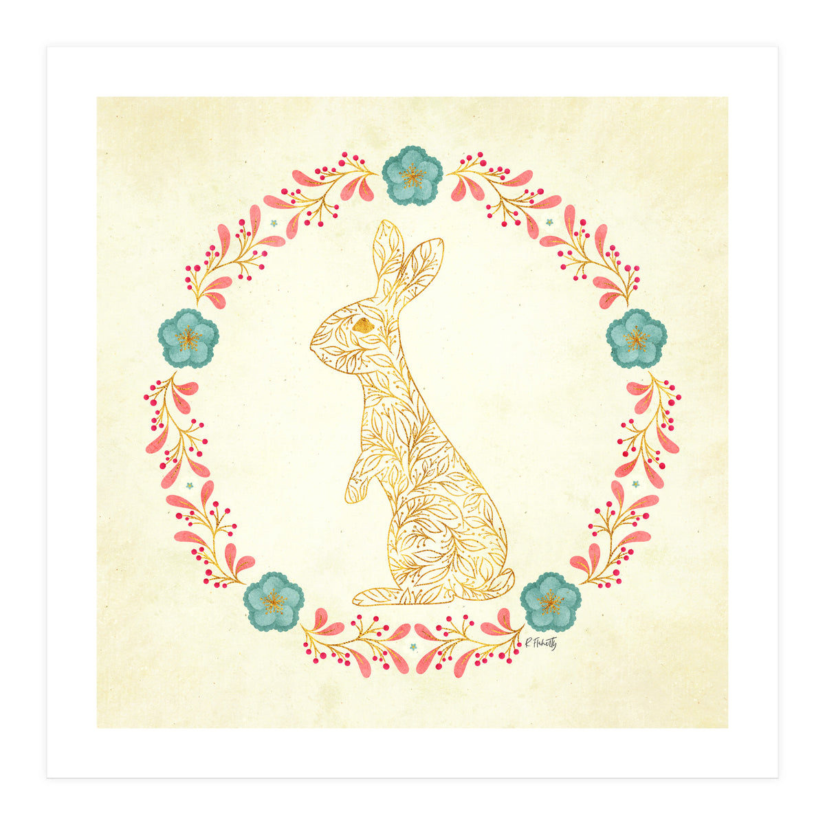 Floral Rabbit Wreath (Print Only)