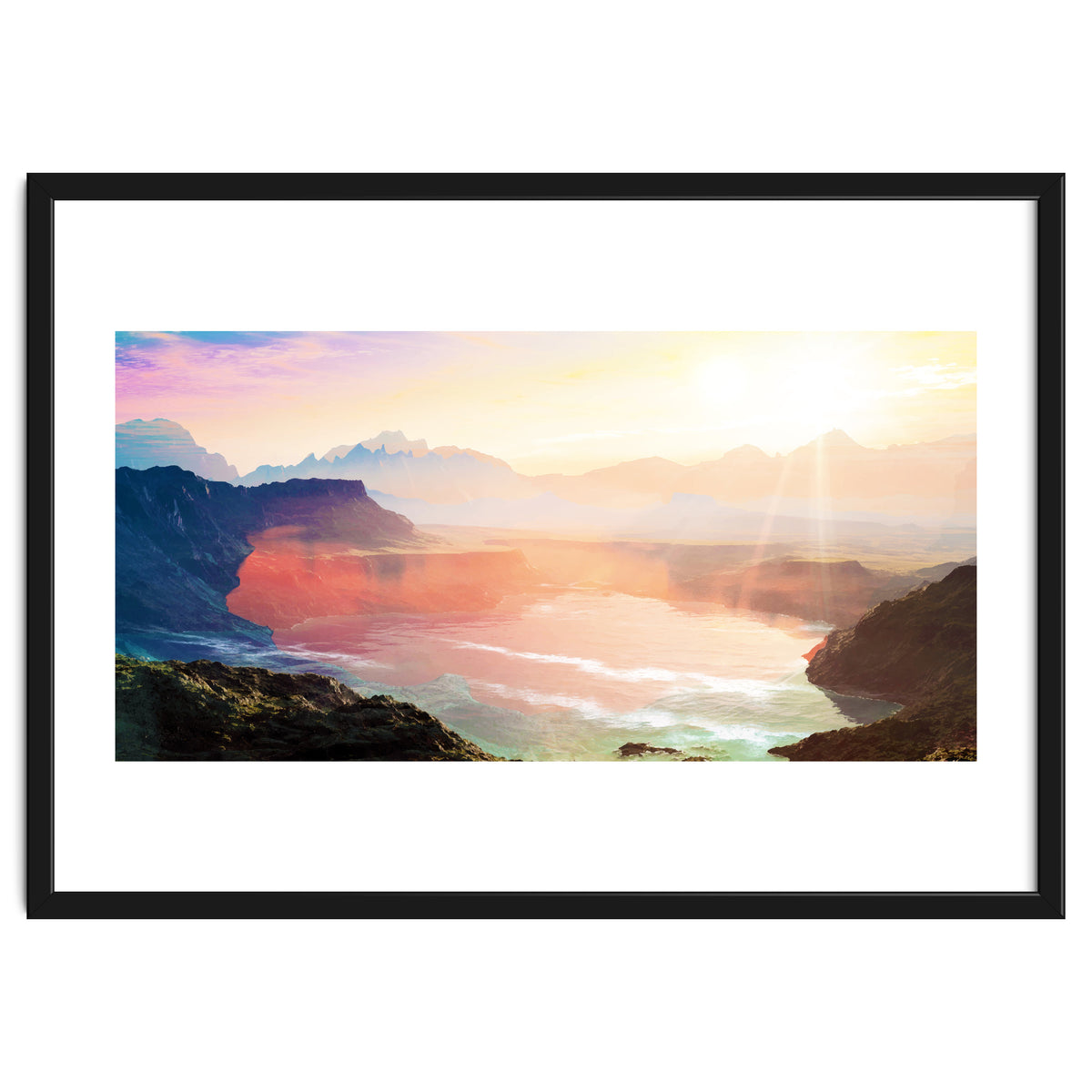 Sunrise Grandeur, Scenic Nature Landscape, Ocean Beach Travel Photography, Sea Waves Mindfulness